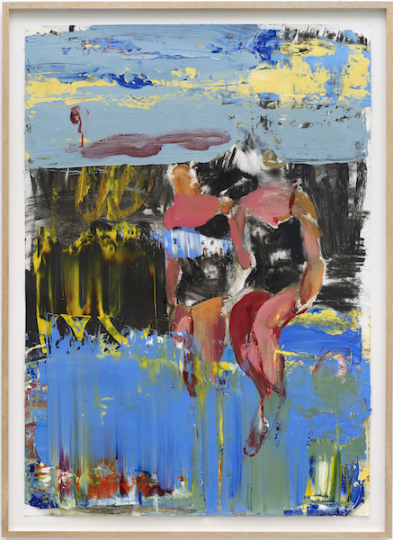 Sebastian Hosu: Bathing Woman, 2020, 
charcoal and oil on paper, 109 x 79 cm, gerahmt 

